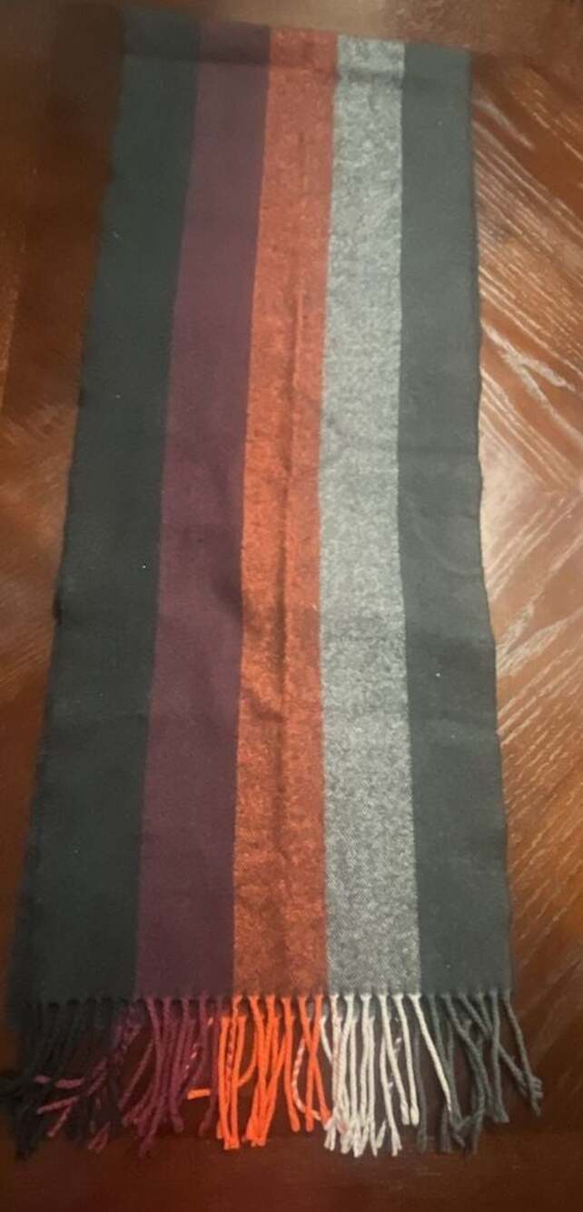 Made In Scotland 100% Cashmere Multi-Color Striped Winter Scarf